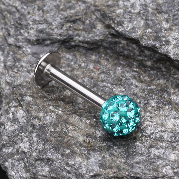 Detail View 1 of Multi-Gem Sparkle Ball Steel Labret-Teal